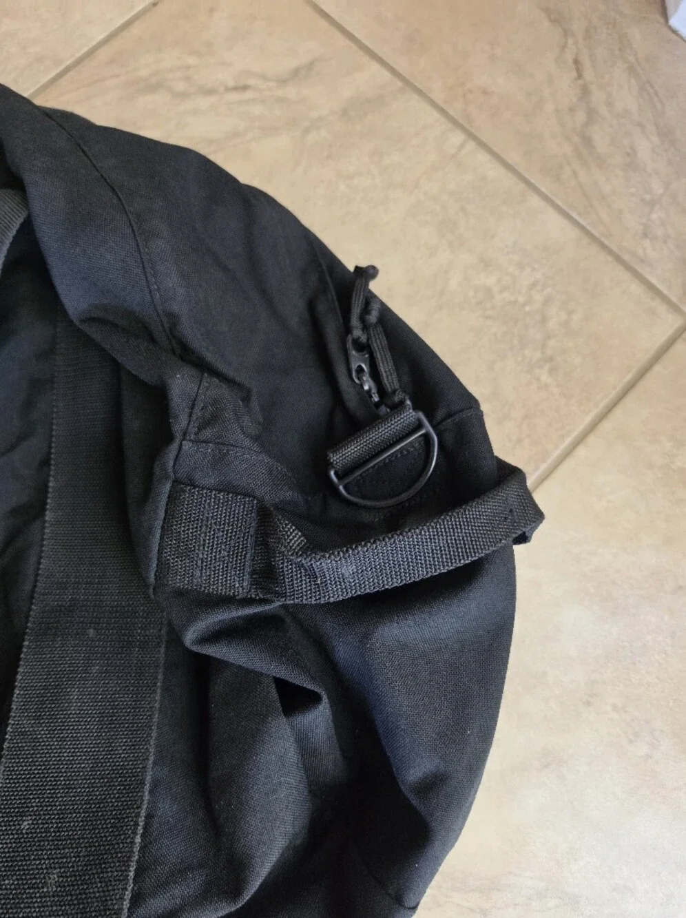 Eddie Bauer Classic Black Canvas Duffel Bag - EUC